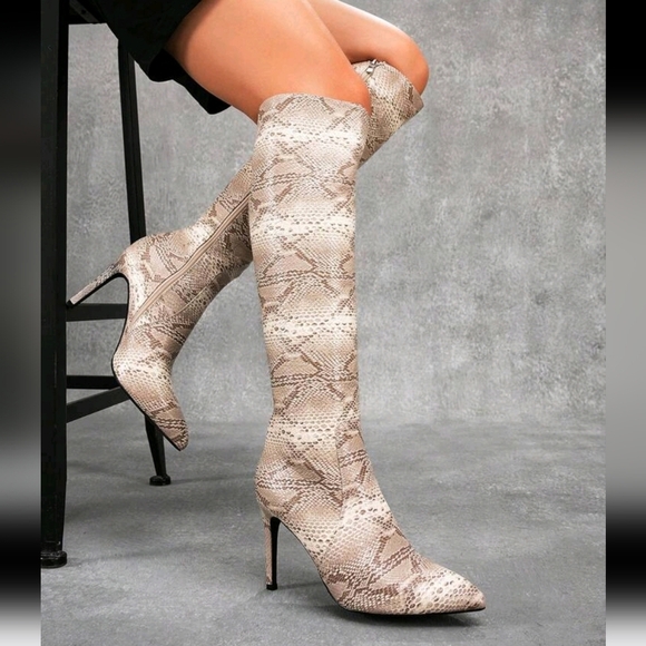 Classic Elegant Pointy Toe Stiletto Heel Knee-High Boots,Comfortable - Picture 1 of 6